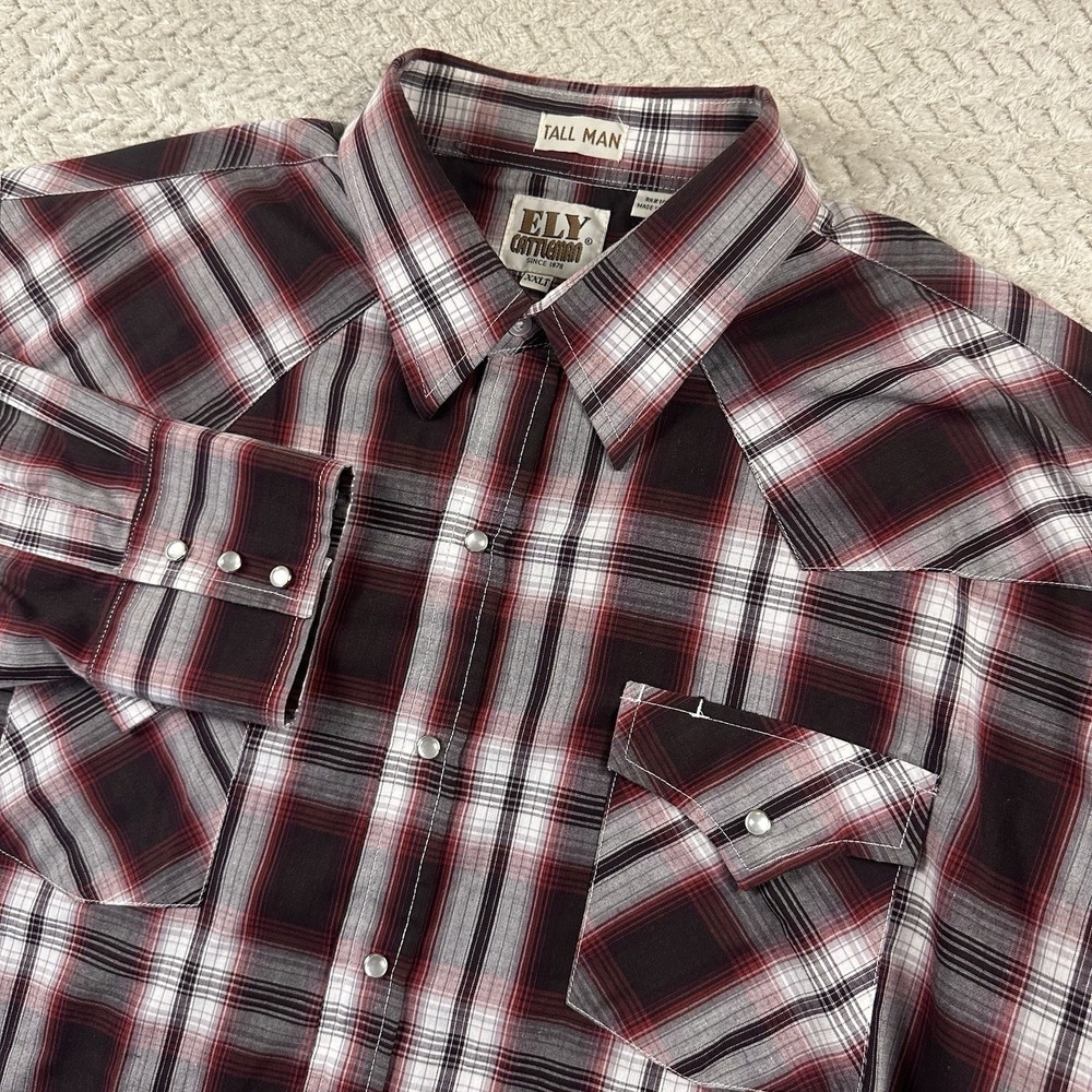 Ely‎ Cattleman Tall Man Pearl Snap Long sleeve Men's 2XLT Western Cowboy rodeo